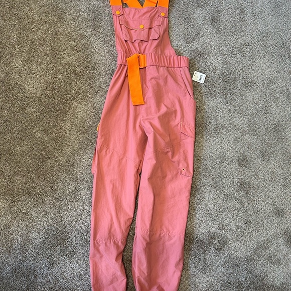 NWT free people pink and orange overalls - Picture 10 of 15
